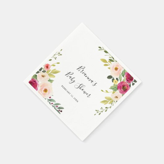 Greenery Pink Blush Blues Baby Dusche Napkins Serviette (Ecke)