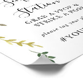 Greenery Pink Blush Floral Selfie Station Zeichen Poster (Ecke)