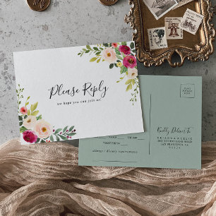 Greenery Pink Blush Menü Auswahl UAWG Postkarte