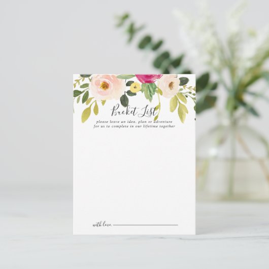 Greenery Pink Blush Wedding Bucket List Cards Postkarte (Stehend Vorderseite)