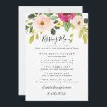 Greenery Pink Blush Wedding Kissing Menu Game Card<br><div class="desc">Diese Karte mit rosafarbenem Hochzeitsküssen ist perfekt für einen einfachen Hochzeitsempfang. Das Design ist handbemalt illustrierte,  schöne rosa,  rot-gelbe und grüne Peonies.</div>