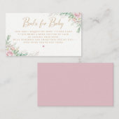 Greenery Pink Floral Baby Shower Books for Baby Begleitkarte (Vorne/Hinten)