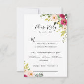 Greenery Pink Floral Wedding Menü UAWG RSVP Karte (Vorderseite)