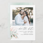 Greenery Pink Gold Blätter Boho Save the Date Foto (Vorne/Hinten)