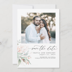 Greenery Pink Gold Blätter Boho Save the Date Foto