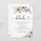 Greenery Pink Rose Hochzeitkarte Begleitkarte (Vorne/Hinten)