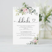 Greenery Pink Rose Hochzeitkarte Begleitkarte (Stehend Vorderseite)