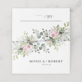 Greenery Pink Rose Hochzeitsgefaltete Platzkarten (Außenseite Aufgefaltet)