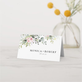 Greenery Pink Rose Hochzeitsgefaltete Platzkarten