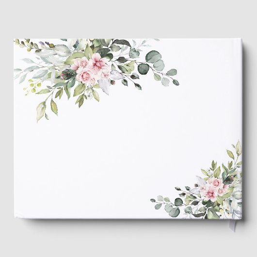 Greenery Pink Rose Wedding Gästebuch (Rückseite)