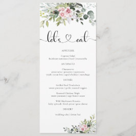 Greenery Pink Rose Wedding Menu Menükarte