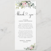 Greenery Pink Rose Wedding Menu Menükarte (Rückseite)