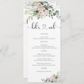 Greenery Pink Rose Wedding Menu Menükarte (Vorne/Hinten)