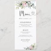 Greenery Pink Rose Wedding Menu Menükarte (Vorderseite)