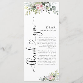 Greenery Pink Rose Wedding Menu Menükarte
