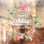 Greenery Poinsettia Wreath Happy Holidays Fensteraufkleber (Blatt 2)