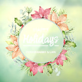 Greenery Poinsettia Wreath Happy Holidays Fensteraufkleber (Blatt 3)