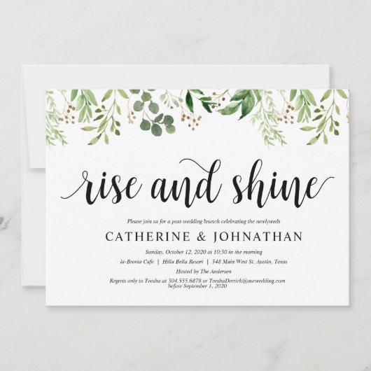 Greenery Post Wedding Brunch Elopement Empfang Einladung (Vorderseite)