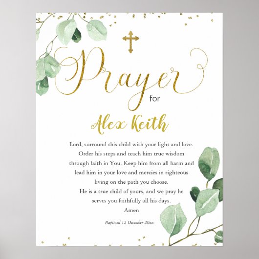 Greenery Printable Baptism Gift Poster (Vorne)