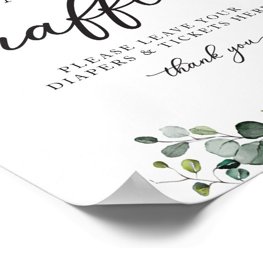 Greenery Pumpkin Baby Duwer Windel Raffle Sign Poster (Ecke)