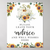 Greenery Pumpkin Baby Shower Advice Schild (Vorne)