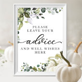 Greenery Pumpkin Baby Shower Advice Schild