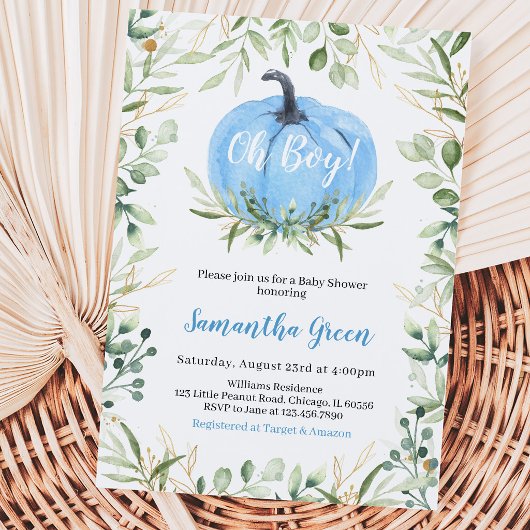 Greenery Pumpkin Baby Shower Einladung