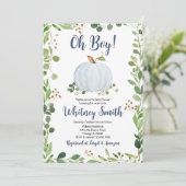 Greenery Pumpkin Baby Shower Einladung (Stehend Vorderseite)