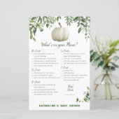 Greenery Pumpkin Baby Shower Game PRINTED (Stehend Vorderseite)