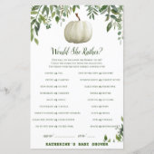 Greenery Pumpkin Baby Shower Game PRINTED (Vorderseite)