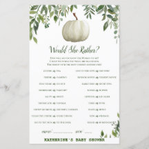 Greenery Pumpkin Baby Shower Game PRINTED