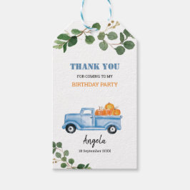 Greenery Pumpkin Blue Truck Vielen Dank Tag. Geschenkanhänger