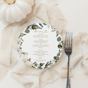 Greenery Pumpkin Circle Wedding Menu Card Einladung
