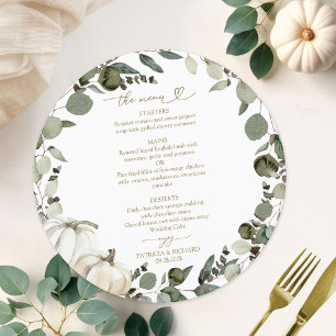 Greenery Pumpkin Circle Wedding Menu Card Einladung