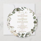 Greenery Pumpkin Circle Wedding Menu Card Einladung (Vorderseite)