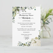 Greenery Pumpkin Erntedank Dinner Menu Card Dankeskarte (Stehend Vorderseite)