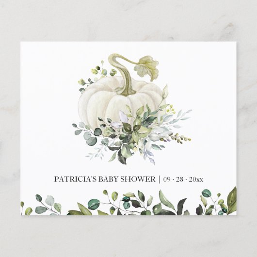 Greenery Pumpkin Fall Baby Duschberatung Karten (Rückseite)