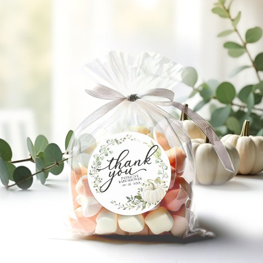 Greenery Pumpkin Fall Baby Dusche Vielen Dank für Runder Aufkleber