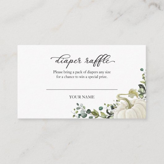 Greenery Pumpkin Fall Babydusche Windelwindeln Begleitkarte (Vorderseite)