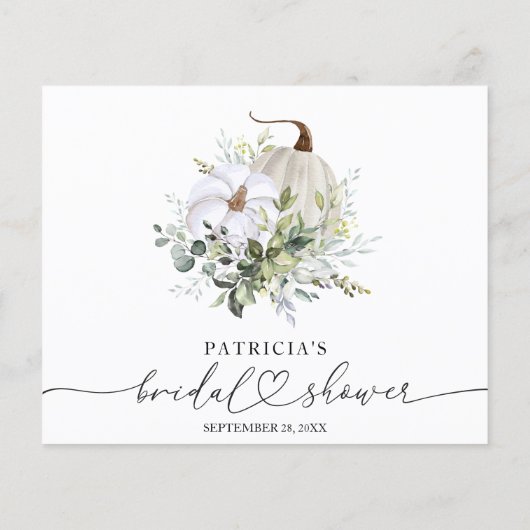 Greenery Pumpkin Fall Brautparty Advice Cards (Rückseite)