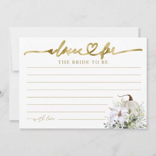 Greenery Pumpkin Fall Brautparty Advice Cards (Vorderseite)