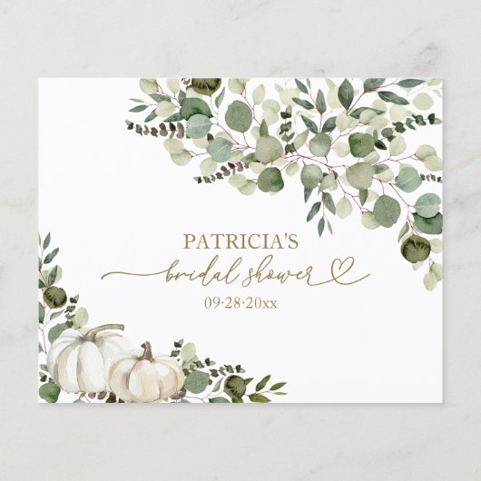 Greenery Pumpkin Fall Brautparty Advice Cards (Rückseite)