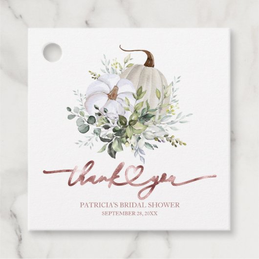 Greenery Pumpkin Fall Brautparty Gefallen Geschenk Geschenkanhänger (Vorderseite)