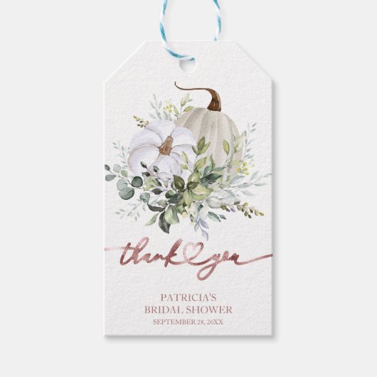 Greenery Pumpkin Fall Brautparty Gefallen Geschenk Geschenkanhänger (Vorderseite)