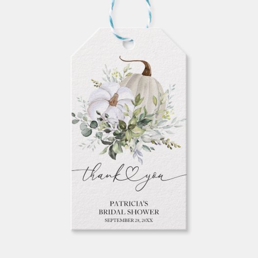 Greenery Pumpkin Fall Brautparty Gefallen Geschenkanhänger (Vorderseite)