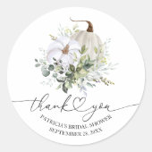 Greenery Pumpkin Fall Brautparty Gefallen Runder Aufkleber (Vorderseite)