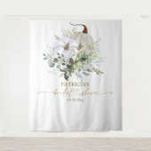 Greenery Pumpkin Fall Brautparty Hintergrund Wandteppich (Vorderseite)