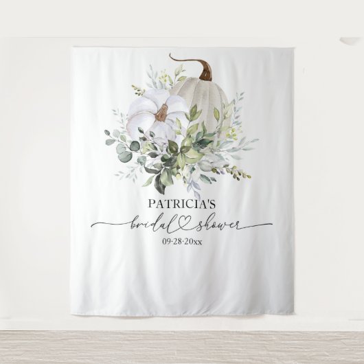 Greenery Pumpkin Fall Brautparty Hintergrund Wandteppich (Vorderseite)