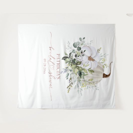 Greenery Pumpkin Fall Brautparty Hintergrund Wandteppich (Vorderseite (Horizontal))