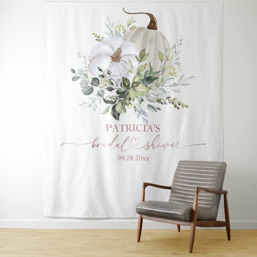 Greenery Pumpkin Fall Brautparty Hintergrund Wandteppich (Beispiel)